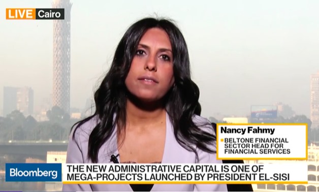 A Screenshot during Nancy Fahmy's interview with Bloomberg’s Manus Cranny on “Bloomberg Daybreak: Middle East”.
