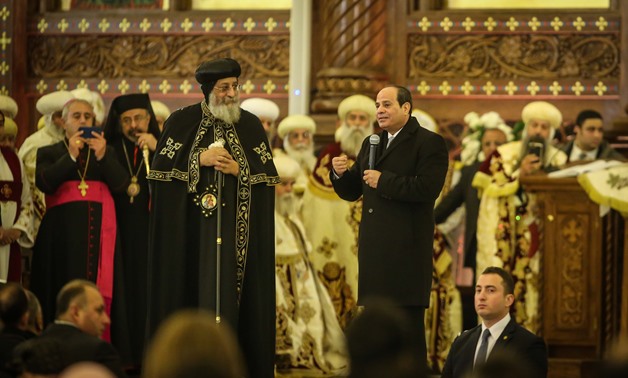 President Abdel Fatah al-Sisi during the inauguration of al-Fattah al-Alim Mosque and the Cathedral of Milad al-Masih, Sunday January 6 - Egypt Today/Kariem abdel Aziz