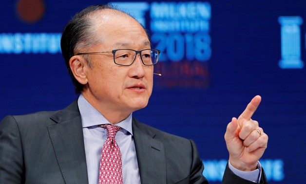 FILE PHOTO: Jim Yong Kim, President of the World Bank Group, speaks at the Milken Institute 21st Global Conference in Beverly Hills, California, U.S., May 1, 2018. REUTERS/Mike Blake/File Photo
