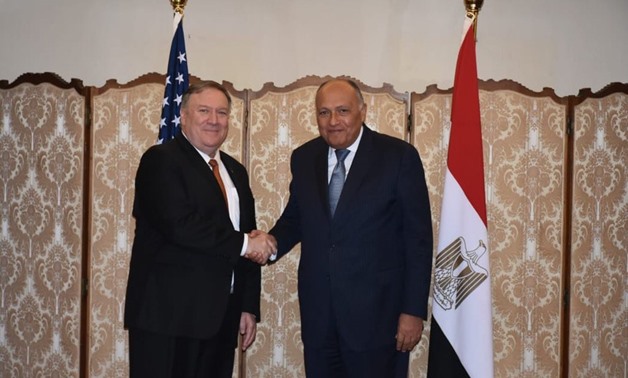 US State Secretary (L) holds talks with Egypt's Foreign Minister SamehShoukry (R) as part of the former's Mideast tour - Press photo