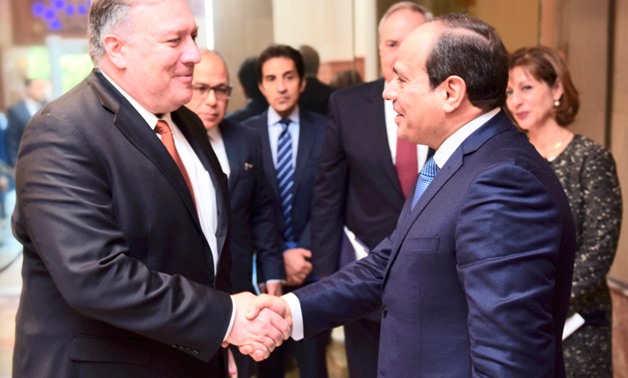 US Secretary of State Mike Pompeo (L) meets with President Abdel Fatah al-Sisi (R) - Press photo