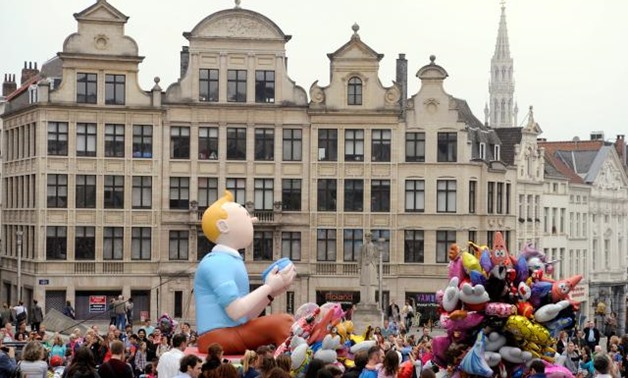 FILE PHOTO: A Tintin balloon float is seen in Albertine Square during Balloon's Day Parade in Brussels September 6, 2014. REUTERS/Eric Vidal.