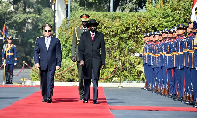 President Sisi (L) receives South Sudanese President (R) in Cairo - Press photo