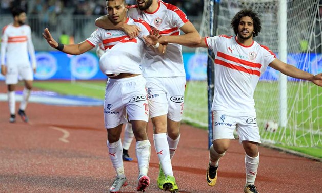 Zamalek's players celebrate the third goal against IR Tanger  - FILE