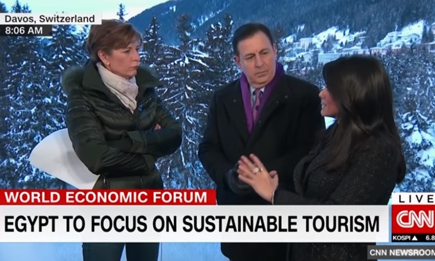 Egypt’s Minister of Tourism Rania Al Mashat during an inteview with CNN's Becky Anderson and John Defterios - courtesy of YouTube 
