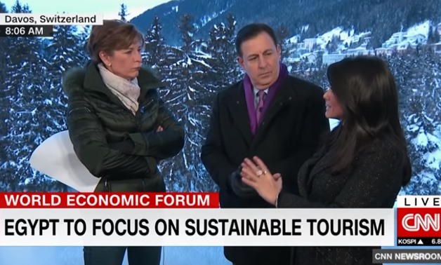 Egypt’s Minister of Tourism Rania Al Mashat during an inteview with CNN's Becky Anderson and John Defterios - courtesy of YouTube 
