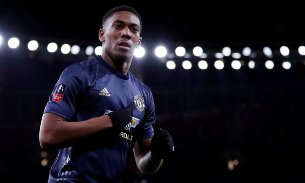 FILE PHOTO: Soccer Football - FA Cup Fourth Round - Arsenal v Manchester United - Emirates Stadium, London, Britain - January 25, 2019. Manchester United's Anthony Martial celebrates scoring their third goal. Action Images via Reuters/Matthew Childs/File 