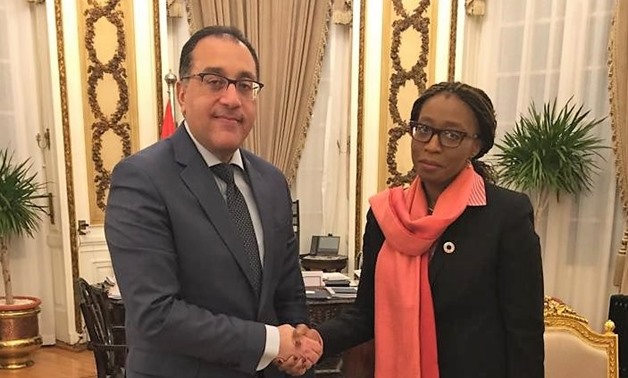 Executive Secretary Vera Songwe with Moustafa Madbouly- Press photo by ECA Twitter account