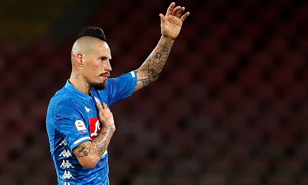 Soccer Football - Serie A - Napoli v Sampdoria - Stadio San Paolo, Naples, Italy - February 2, 2019 Napoli's Marek Hamsik reacts as he walks off the pitch after being substituted REUTERS/Ciro De Luca
