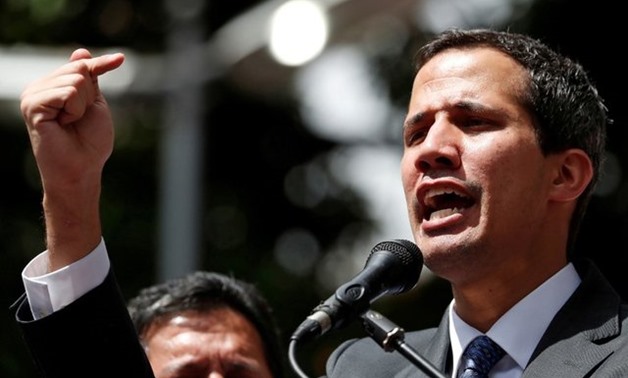 FILE PHOTO: Venezuela's opposition leader Juan Guaido speaks during a news conference in Caracas, Venezuela, January 25, 2019. REUTERS/Carlos Garcia Rawlins/File Photo
