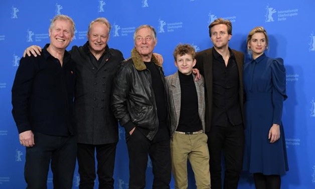 FILE PHOTO: Director and screenwriter Hans Petter Moland and actors Stellan Skarsgard, Bjorn Floberg, Jon Ranes, Tobias Santelmann and Danica Curcic pose during a photocall to promote the movie Ut og stjaele hester (Out Stealing Horses) at the 69th Berlin