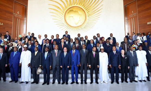  President Abdel Fatah al-Sisi and African heads of state at the 32nd Ordinary Session of the Assembly of the African Union in Addis Ababa, Ethiopia. February 10, 2019. Press Photo 