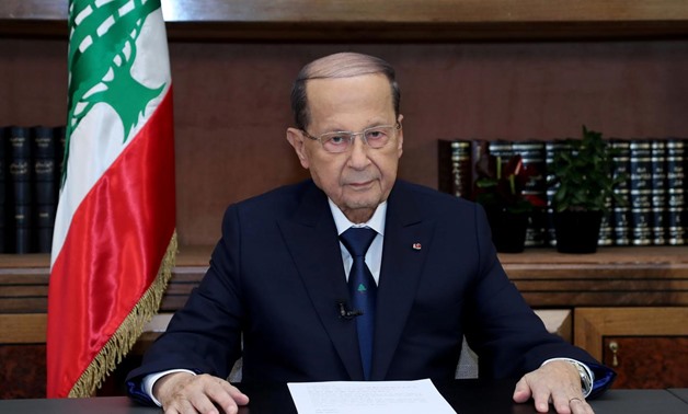 FILE PHOTO: Lebanese President Michel Aoun talks on the eve of the country's 75th independence day at the presidential palace in Baabda, Lebanon November 21, 2018. REUTERS/Dalati Nohra/Handout via REUTERS