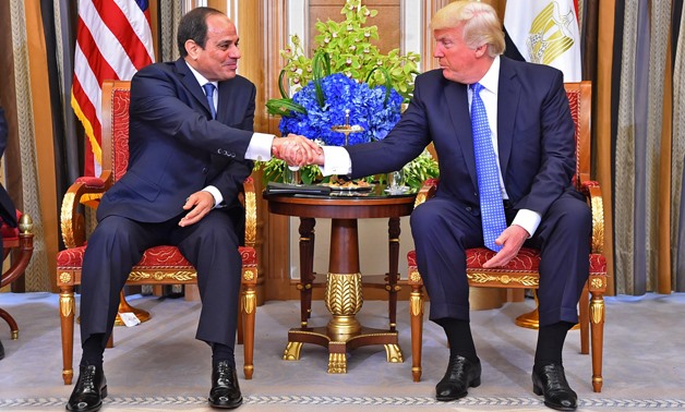 President Abdel Fatah al-Sisi shaking hands with U.S. President Donald Trump in Riyadh – Press photo