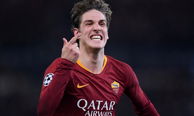 Soccer Football - Champions League Round of 16 First Leg - AS Roma v FC Porto - Stadio Olimpico, Rome, Italy - February 12, 2019 AS Roma's Nicolo Zaniolo celebrates scoring their first goal REUTERS/Alberto Lingria TPX IMAGES OF THE DAY
