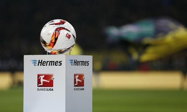 An official soccer ball of the DFL German Bundesliga is pictured before the first division soccer match between Borussia Dortmund and Bayern Munich at the Signal Iduna Park in Dortmund, Germany, aMarch 5, 2016. REUTERS/Wolfgang Rattay

