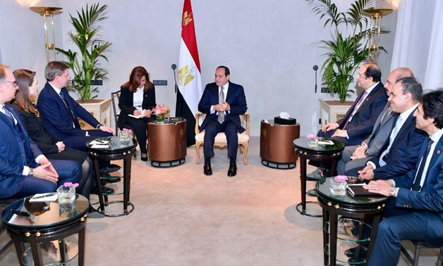 On Thursday Feb. 14, 2019, President Abdel Fatah al-Sisi met with a delegation from Rohde and Schwarz group as Egypt expressed keeness to cooperate with the company in the ICT field – PRESS PHOTO