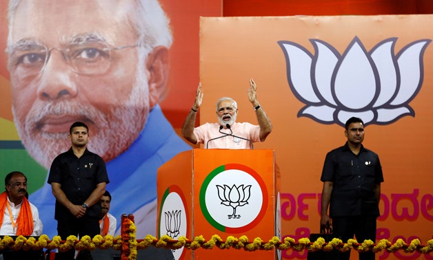 FILE PHOTO: India's Prime Minister Narendra Modi addresses an election campaign rally ahead of the Karnataka state assembly elections in Bengaluru, India, May 8, 2018. REUTERS/Abhishek N. Chinnappa