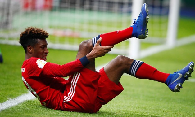 Soccer Football - DFB Cup - Third Round - Hertha BSC v Bayern Munich - Olympiastadion, Berlin, Germany - February 6, 2019 Bayern Munich's Kingsley Coman reacts after sustaining an injury REUTERS/Hannibal Hanschke DFB regulations prohibit any use of photog