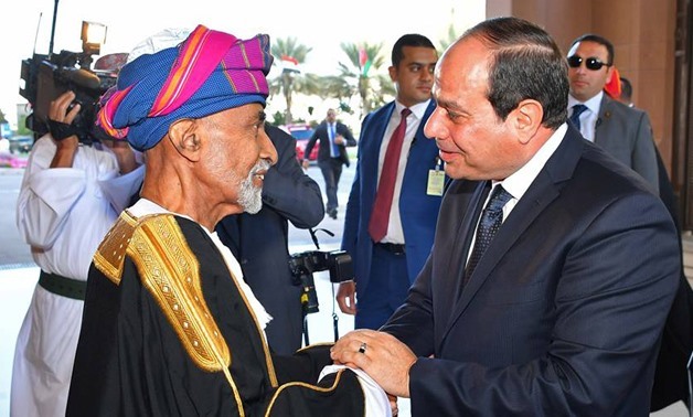 prsident Abdel Fatah al-Sisi meets with Sultan of Oman Qaboos bin Said al-Said at Muscat’s Al-Alam royal palace, February 4, 2018 - Press Photo
