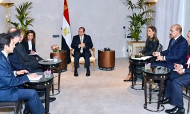 President Abdel Fatah al-Sisi in a meeting with Chairman of the Executive Board and CEO of ThyssenKrupp Services AG Guido Kerkhoff in Germany. February 17, 2019. Press Photo