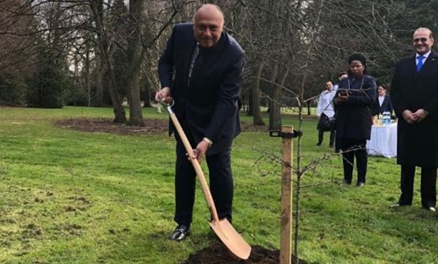 Sameh Shoukri was spotted planting a tree in the “Grove of Nations” at Farmleigh Estate – Press Photo