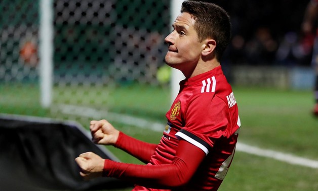January 26, 2018 Manchester United's Ander Herrera celebrates scoring their second goal Action Images via Reuters/Paul Childs