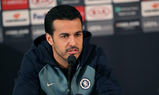 Chelsea's Pedro during a news conference. TT News Agency/Andreas Hillergren via REUTERS
