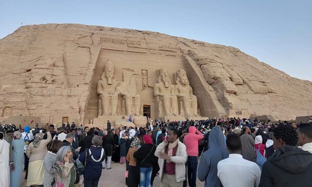 Thousands of visitors watch sun alignment at Abu Simbel statue in Aswan-Egypt Today/Abdullah Salah
