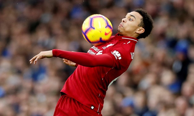FILE PHOTO: Soccer Football - Premier League - Brighton & Hove Albion v Liverpool - The American Express Community Stadium, Brighton, Britain - January 12, 2019 Liverpool's Trent Alexander-Arnold in action Action Images via Reuters/Paul Childs