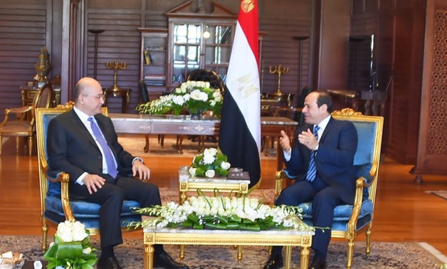 President Abdel Fatah al-Sisi and Iraqi counterpart Barham Salih in Sharm El Sheikh, Egypt. February 24, 2019. Press Photo 