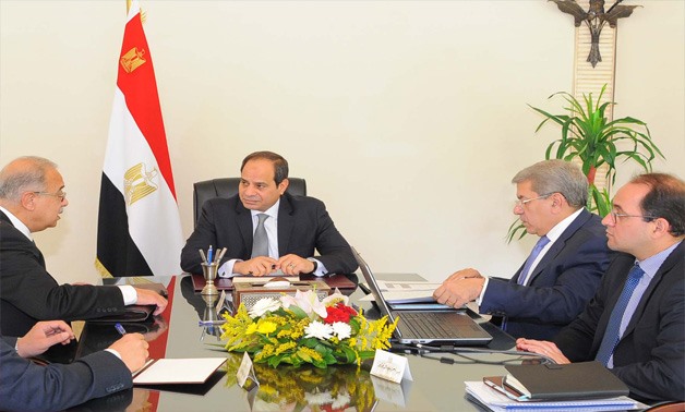 President Abdel Fattah al-Sisi s meeting with Amr El-Garhy Minister of Finance and Prime Minister Sherif Ismael