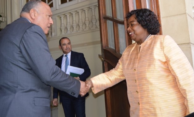 Minister of Foreign Affairs Sameh Shoukry met Sunday with his Kenyan counterpart Monica Goma - Press Photo