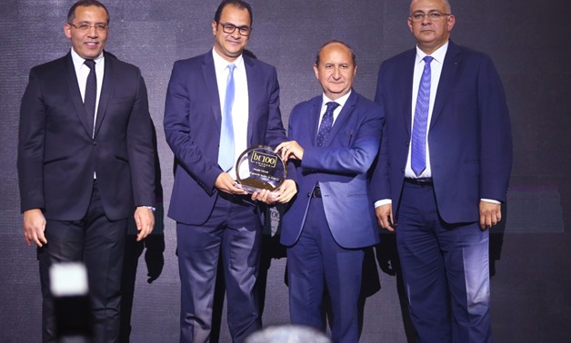 CEO and Chairman of Nestlé North East Africa, Moataz El Hout stated receiving the bt100 award from Minister of Trade and Industry Amr Nassar in Cairo, Egypt. March 4, 2019. Egypt Today 