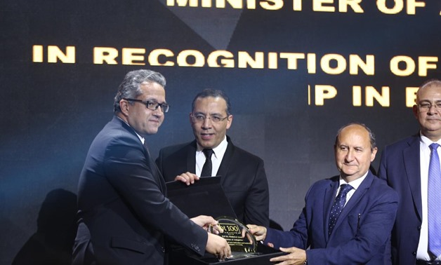 Minister of Antiquities Khaled al-Anany honoured in bt100 ceremony. March 5, 2019. 