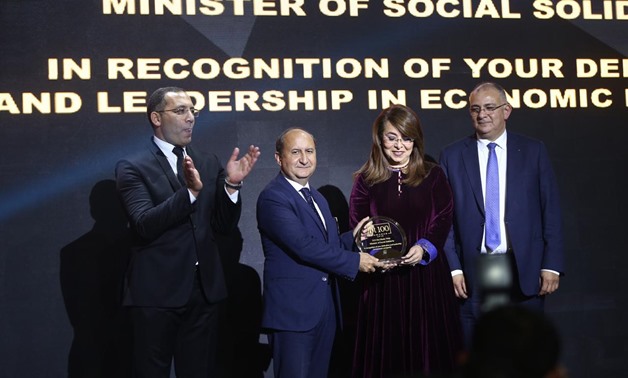 Social Solidarity Minister Ghada Waly honoured in bt100 awards ceremony. March 4, 2019. 
