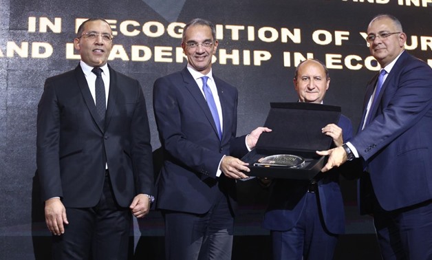 Minister of Communications and Information Technology Amr Talaat honoured in bt100 awards ceremony. March 4, 2019. 