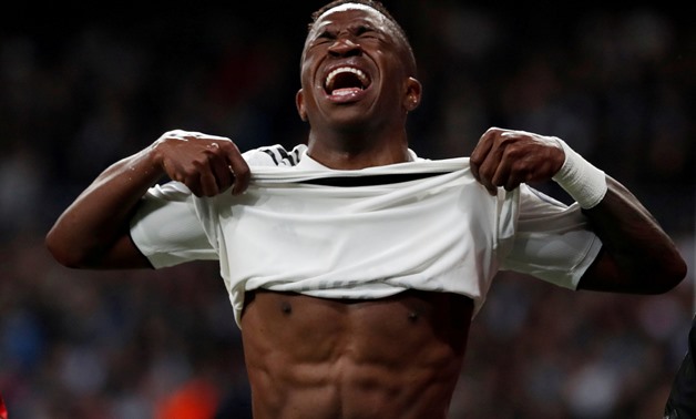 FILE PHOTO: Soccer Football - Champions League - Round of 16 Second Leg - Real Madrid v Ajax Amsterdam - Santiago Bernabeu, Madrid, Spain - March 5, 2019 Real Madrid's Vinicius Junior looks dejected as he is substituted off due to sustaining an injury REU