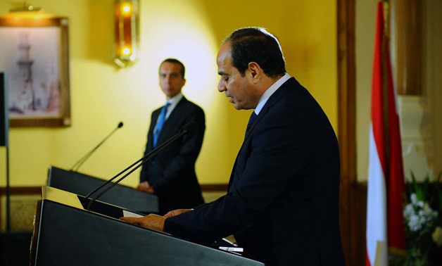 President Abdel Fatah al-Sisi at the joint press conference at Ittihadiya Palace in Cairo press photo