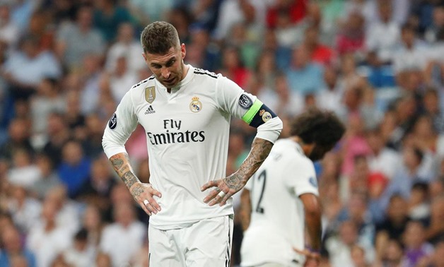 Santiago Bernabeu, Madrid, Spain - September 19, 2018 Real Madrid's Sergio Ramos reacts after a missed chance REUTERS/Paul Hanna
