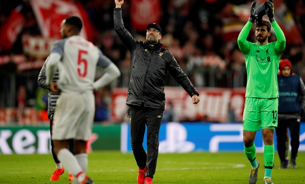 Soccer Football - Champions League - Round of 16 Second Leg - Bayern Munich v Liverpool - Allianz Arena, Munich, Germany - March 13, 2019 Liverpool manager Juergen Klopp celebrates at the end of the match Action Images via Reuters/Andrew Boyers

