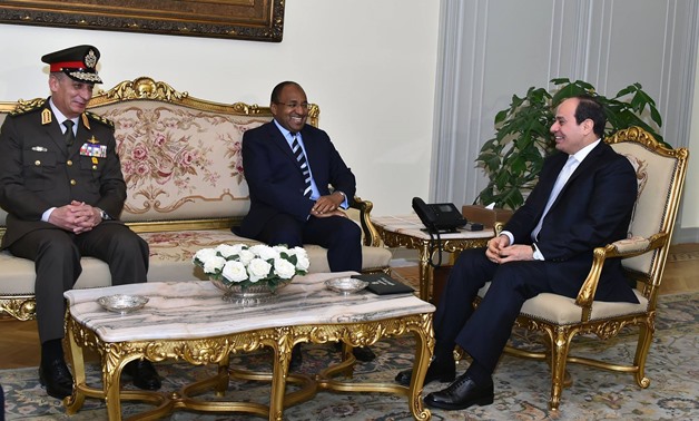 FILE - President Sisi meets with Tanzania's Minister for Defense and National Service Hussein Mwinyi, in the presence of Mohamed Zaki, Egyptian minister of defense, and Tanzania's ambassador to Egypt - press photo