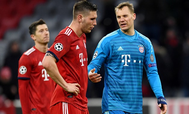 Soccer Football - Champions League - Round of 16 Second Leg - Bayern Munich v Liverpool - Allianz Arena, Munich, Germany - March 13, 2019 Bayern Munich's Manuel Neuer and Niklas Sule look dejected at the end of the match REUTERS/Andreas Gebert
