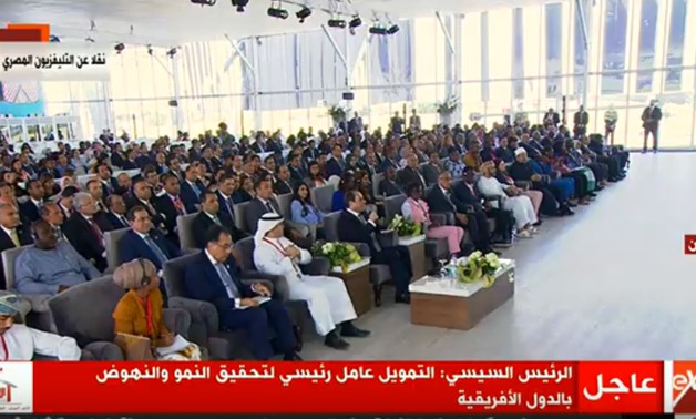 President Abdel Fatah al-Sisi during his speech at the WYF in Aswan - Screen shot frpm Extra news Channel 