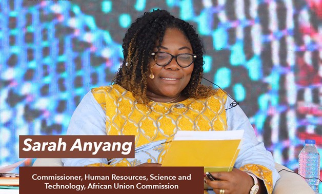 African Union Commissioner for Human Resources, Science and Technology Professor Sarah Anyang Agbor during a plenary session at the Arab-African Youth Forum held in Aswan - WYF Twitter account