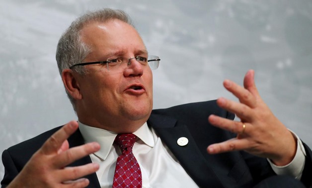 FILE PHOTO: Australia's Treasurer Scott Morrison speaks during an interview with Reuters at the G20 Meeting of Finance Ministers in Buenos Aires, Argentina.
