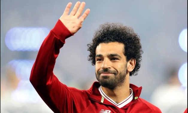 NSC Olympic Stadium, Kiev, Ukraine - May 26, 2018 Liverpool's Mohamed Salah waves to fans before the match REUTERS/Andrew Boyers