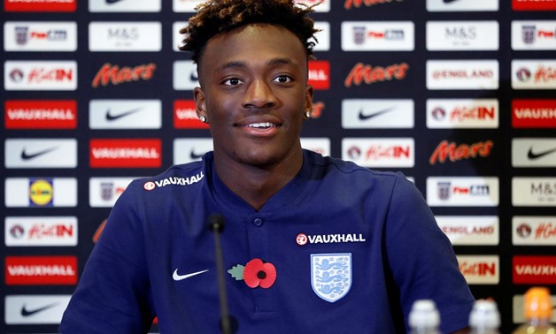 England's Tammy Abraham during the press conference. Action Images via Reuters/Carl Recine
