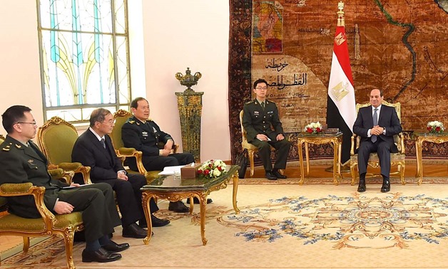 President Abdel Fatah al-Sisi meeting with Chinese Defense Minister Wei Fenghee, Monday - Press photo 