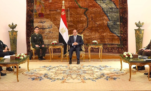Egyptian President Abdel Fatah al-Sisi and Chinese Minister of Defense Wei Fenghe 
